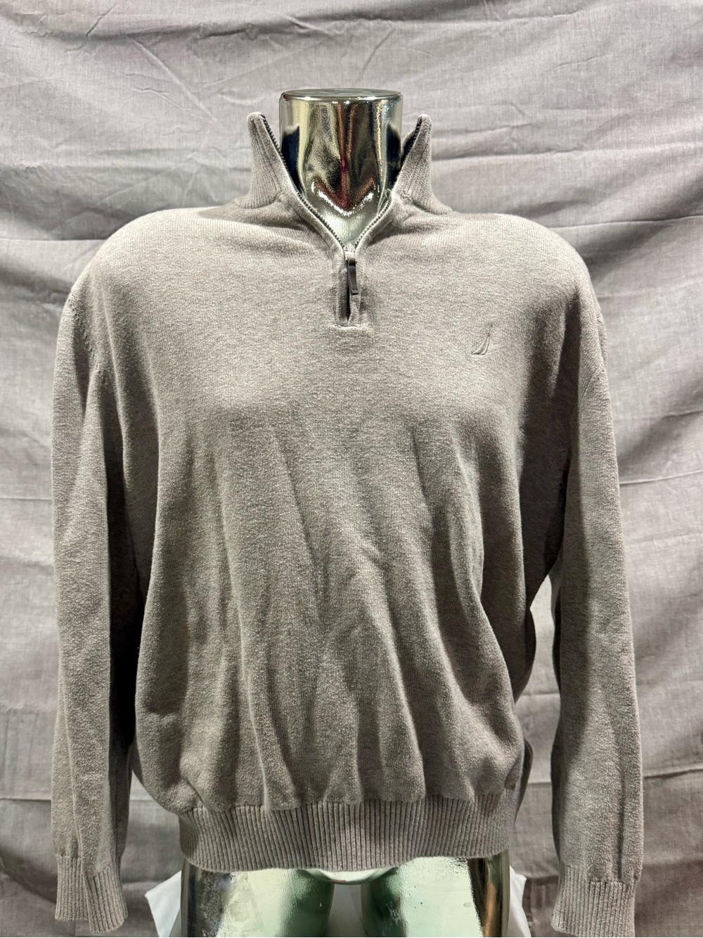 Nautica Men's Light Gray Half-Zip Pullover Sweater